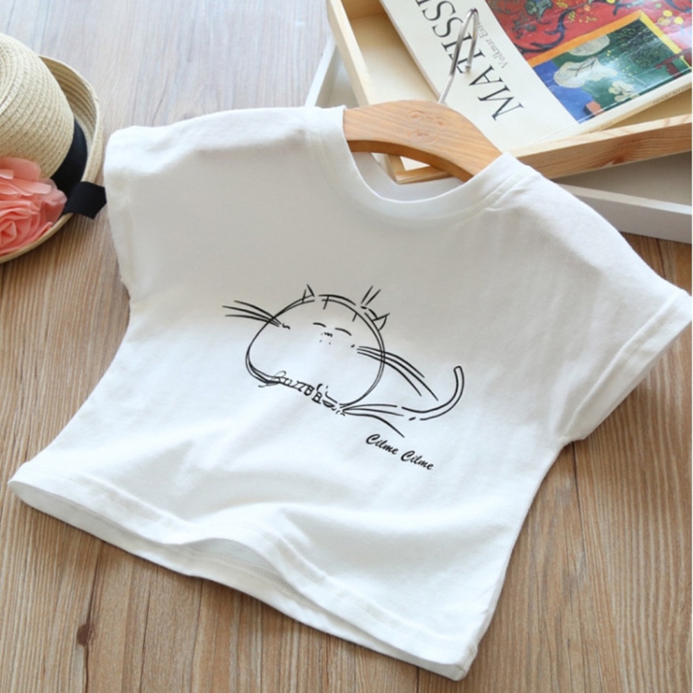 Toddler Girl’s Cap Sleeve Graphic T-Shirt White